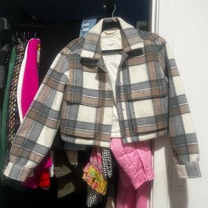 Abercrombie & Fitch Plaid Cropped Coat